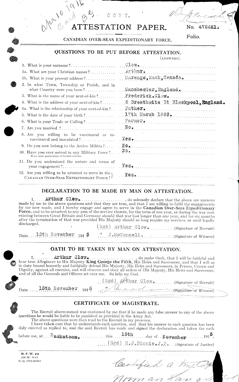 Personnel Records of the First World War - CEF 025571a