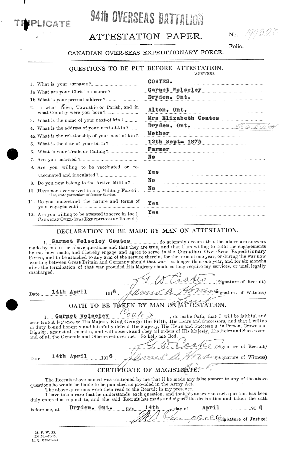 Personnel Records of the First World War - CEF 025629a