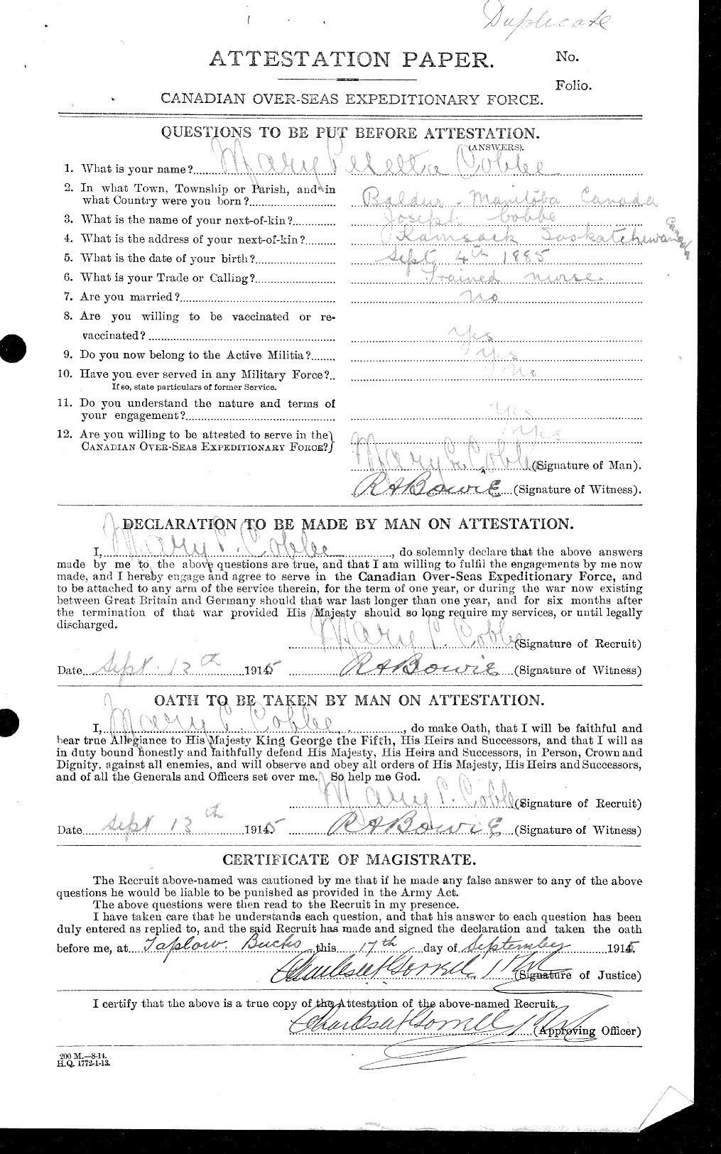 Personnel Records of the First World War - CEF 025726a
