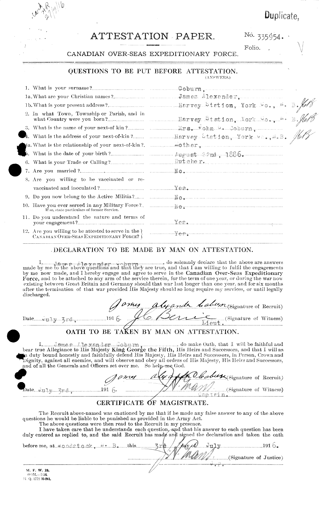 Dossiers du Personnel de la Première Guerre mondiale - CEC 025768a