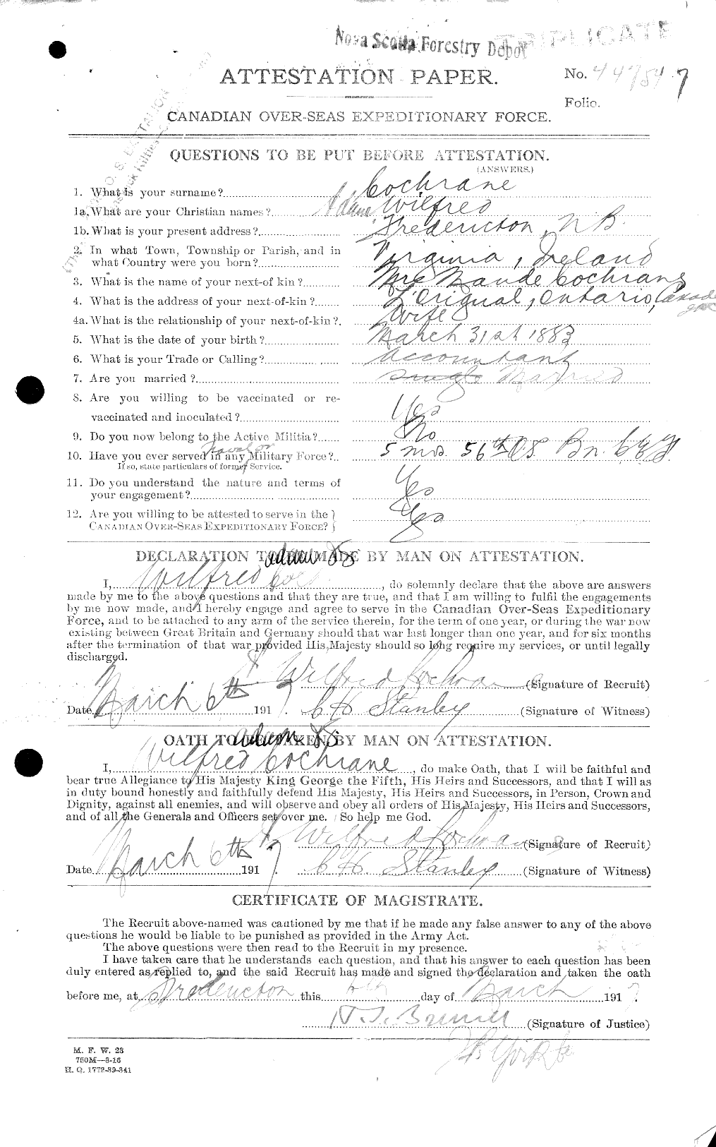 Personnel Records of the First World War - CEF 025812a