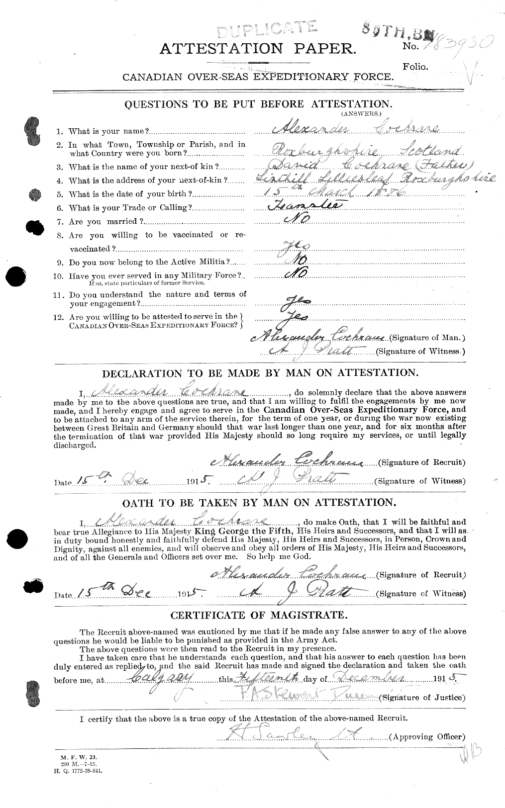 Personnel Records of the First World War - CEF 025818a