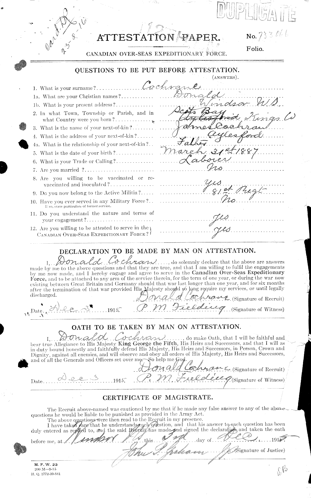 Personnel Records of the First World War - CEF 025857a