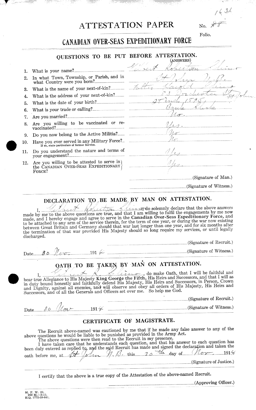 Personnel Records of the First World War - CEF 025884a