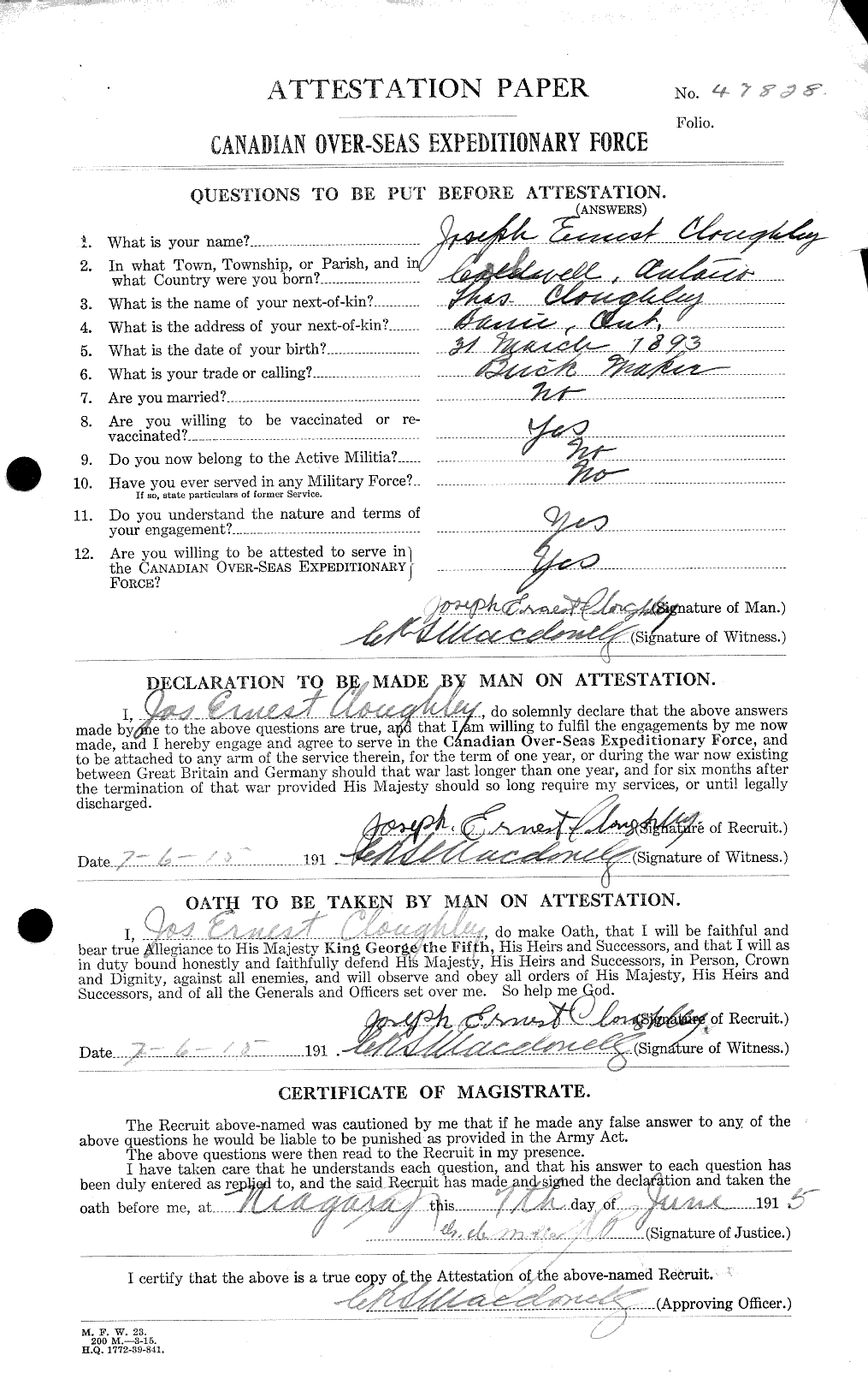 Personnel Records of the First World War - CEF 026025a