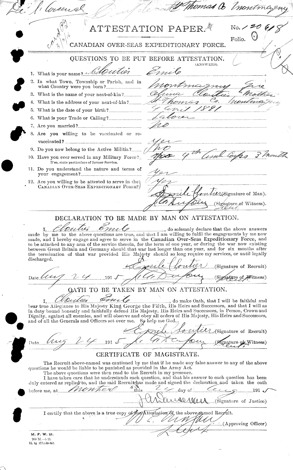 Personnel Records of the First World War - CEF 026136a