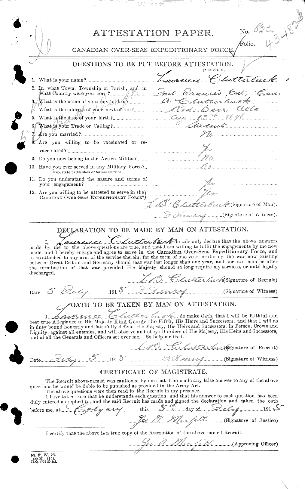 Personnel Records of the First World War - CEF 026282a