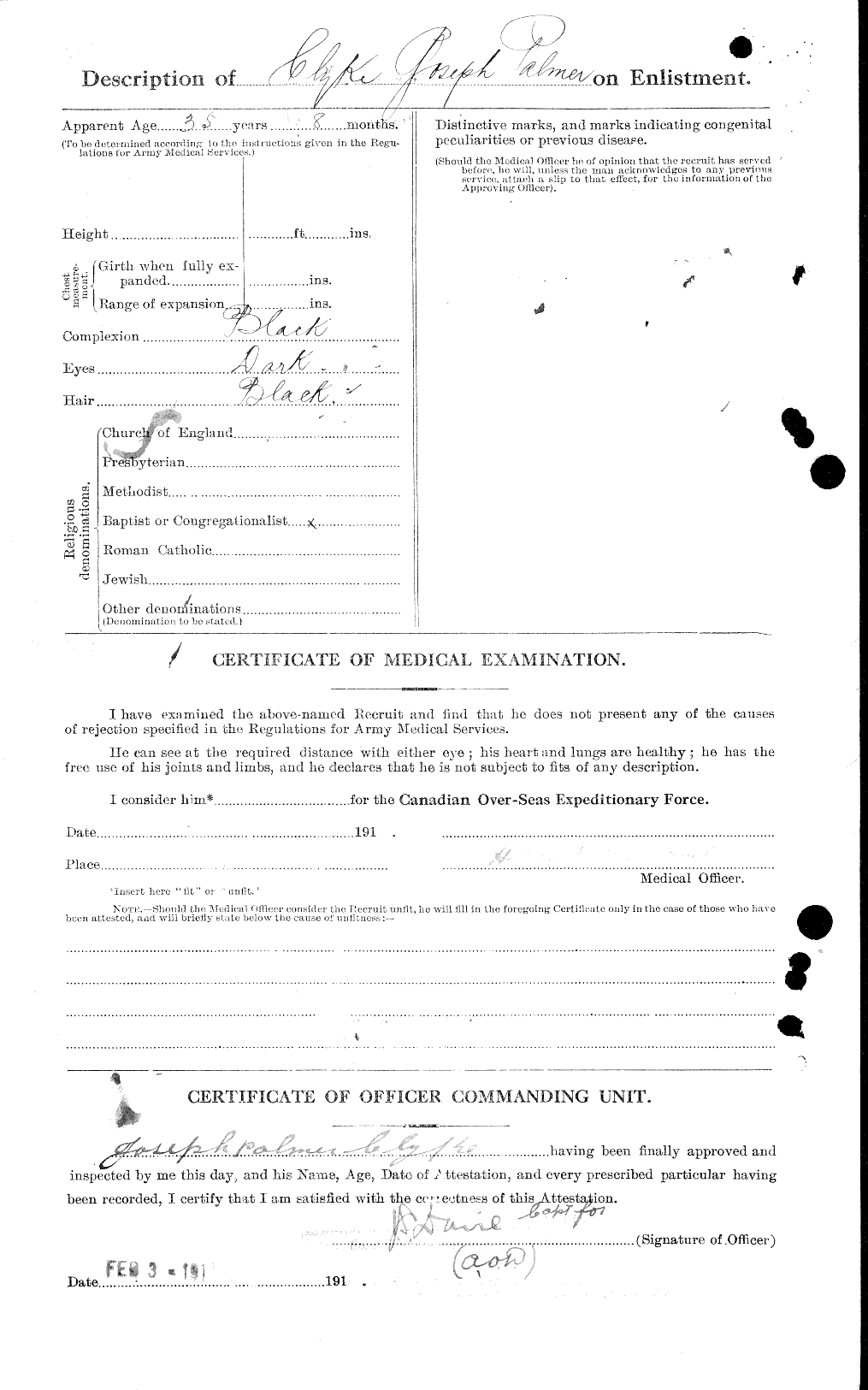 Dossiers du Personnel de la Première Guerre mondiale - CEC 026324b