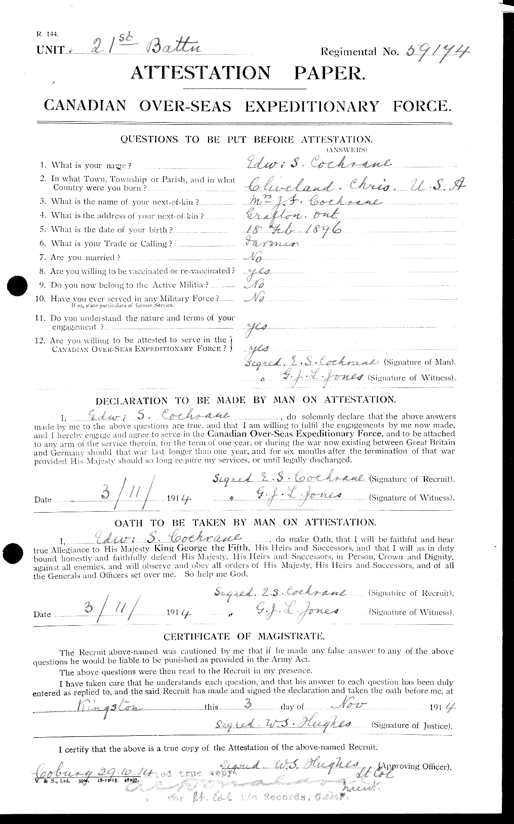 Personnel Records of the First World War - CEF 026333a