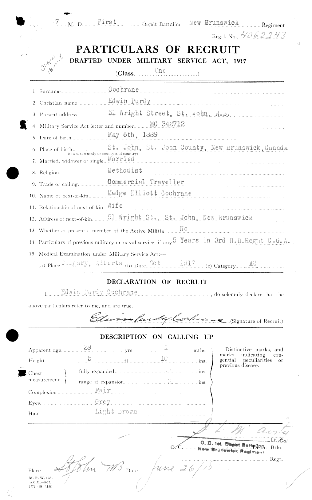 Personnel Records of the First World War - CEF 026334a