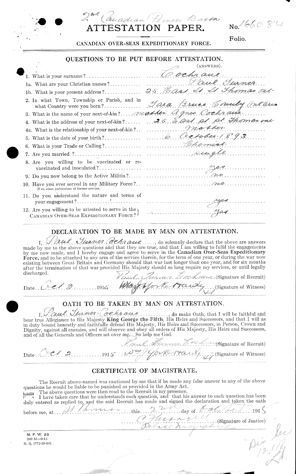 Personnel Records of the First World War - CEF 026440a