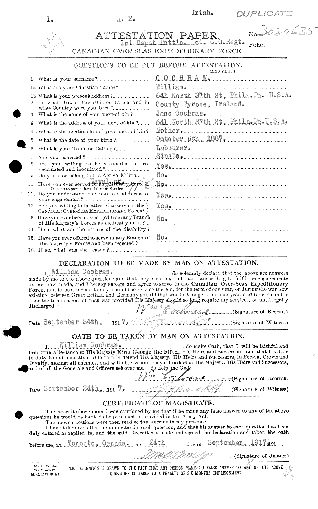 Personnel Records of the First World War - CEF 026498a