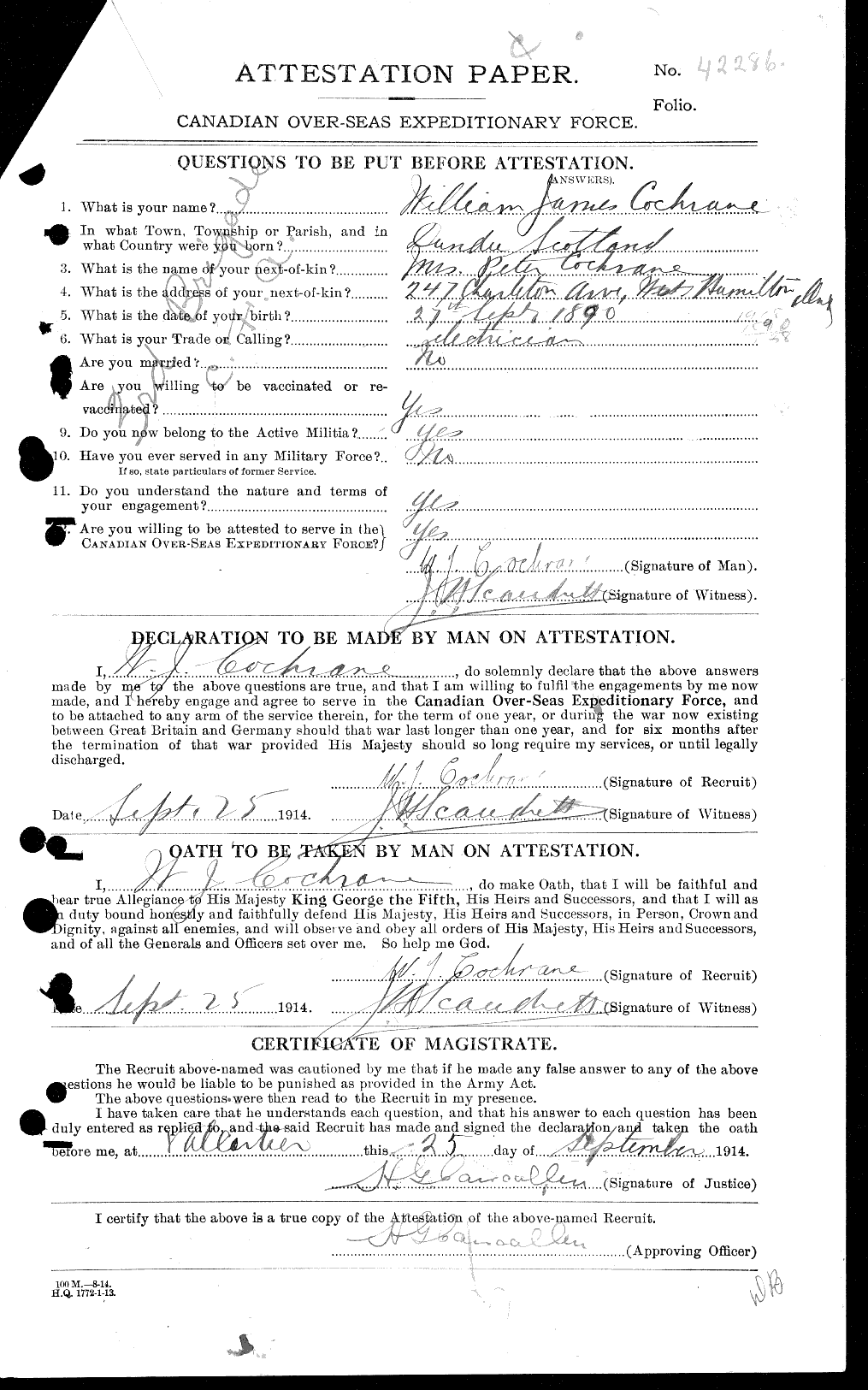 Personnel Records of the First World War - CEF 026508a