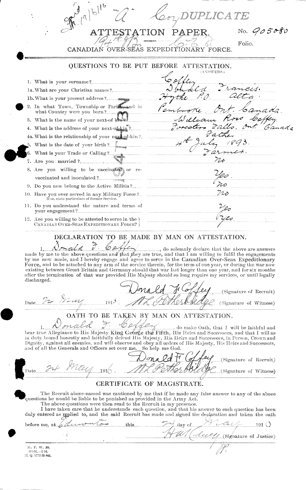 Personnel Records of the First World War - CEF 027011a