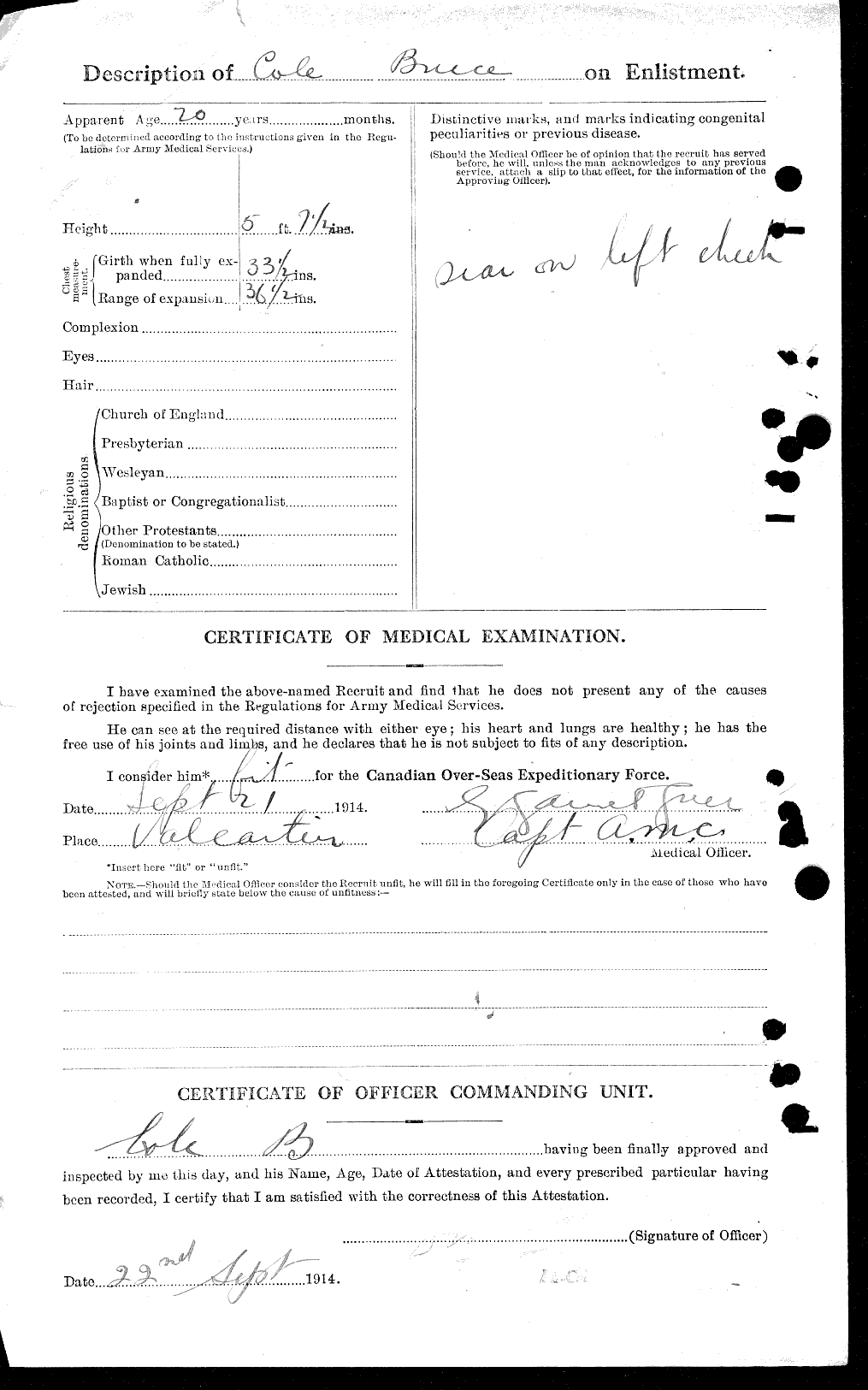 Dossiers du Personnel de la Première Guerre mondiale - CEC 027626b