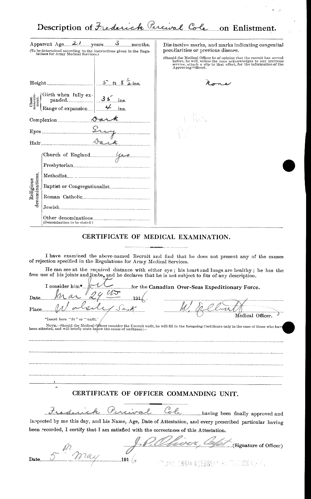 Dossiers du Personnel de la Première Guerre mondiale - CEC 027742b