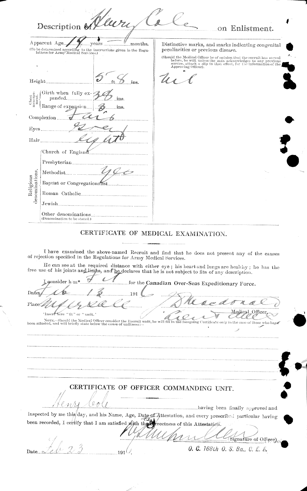 Dossiers du Personnel de la Première Guerre mondiale - CEC 027797b