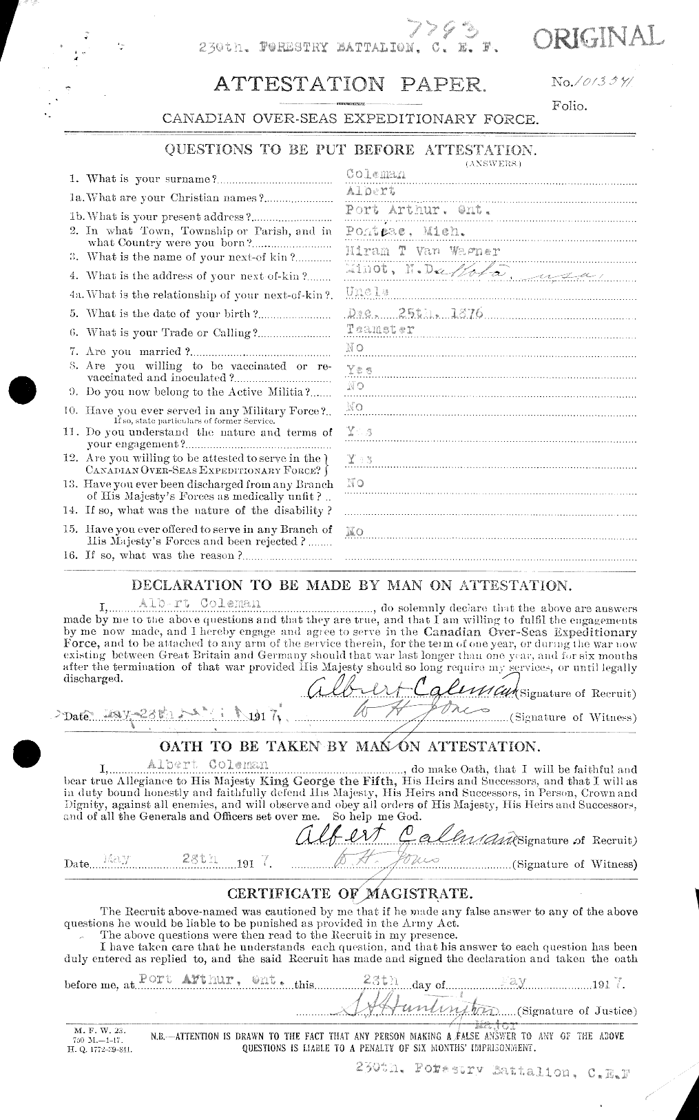 Personnel Records of the First World War - CEF 028044c