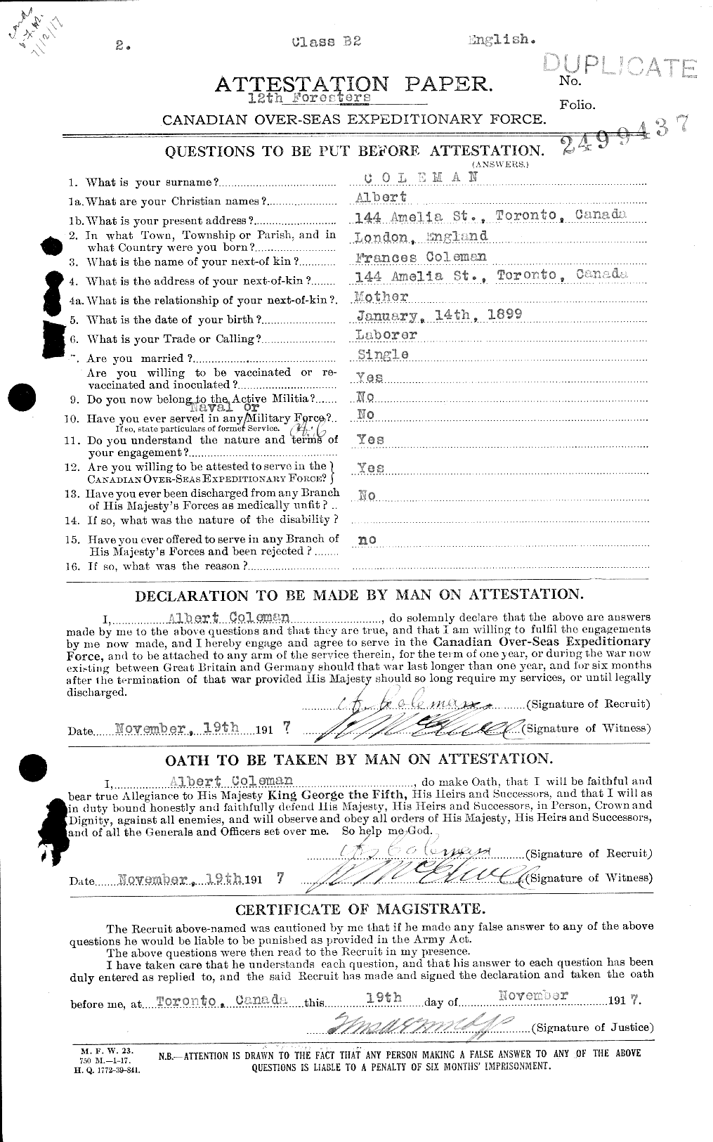 Personnel Records of the First World War - CEF 028047a
