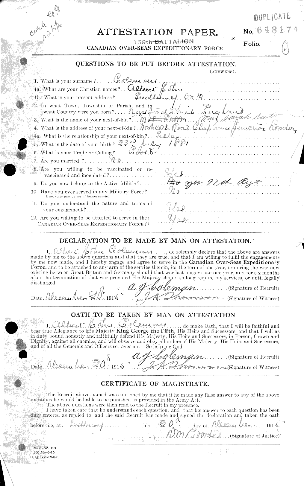 Personnel Records of the First World War - CEF 028049a