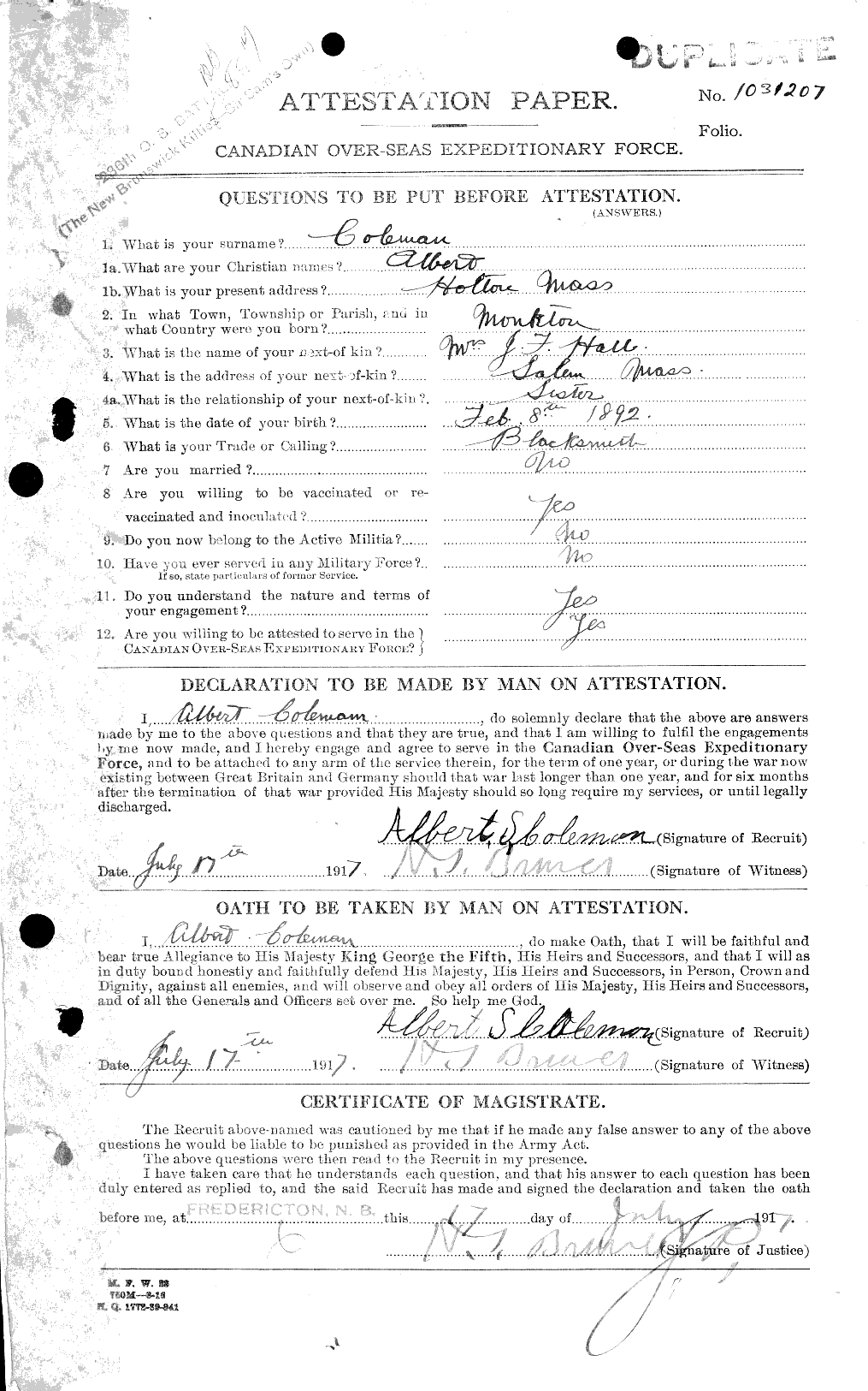 Personnel Records of the First World War - CEF 028051a
