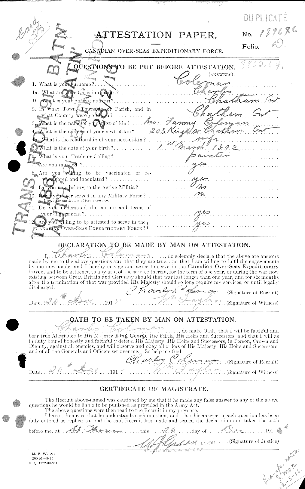 Personnel Records of the First World War - CEF 028073a