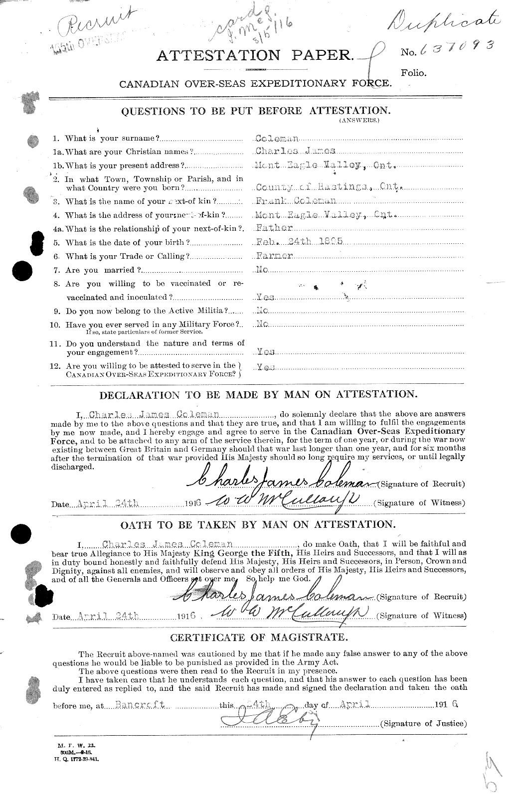 Personnel Records of the First World War - CEF 028083a