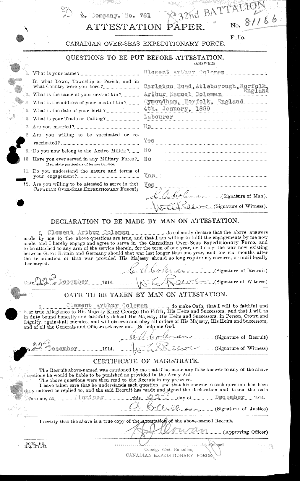 Personnel Records of the First World War - CEF 028090a