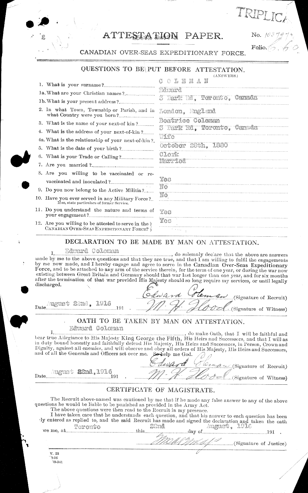 Personnel Records of the First World War - CEF 028110a