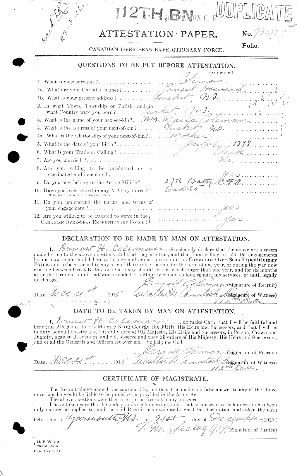 Personnel Records of the First World War - CEF 028119a