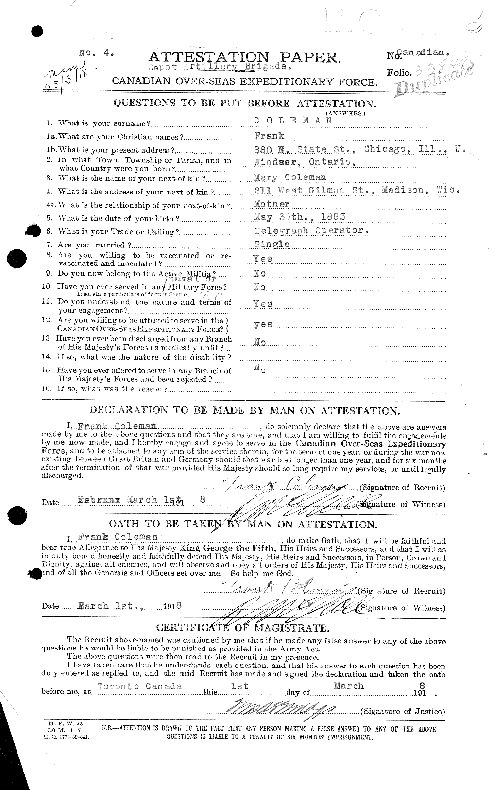 Personnel Records of the First World War - CEF 028124a