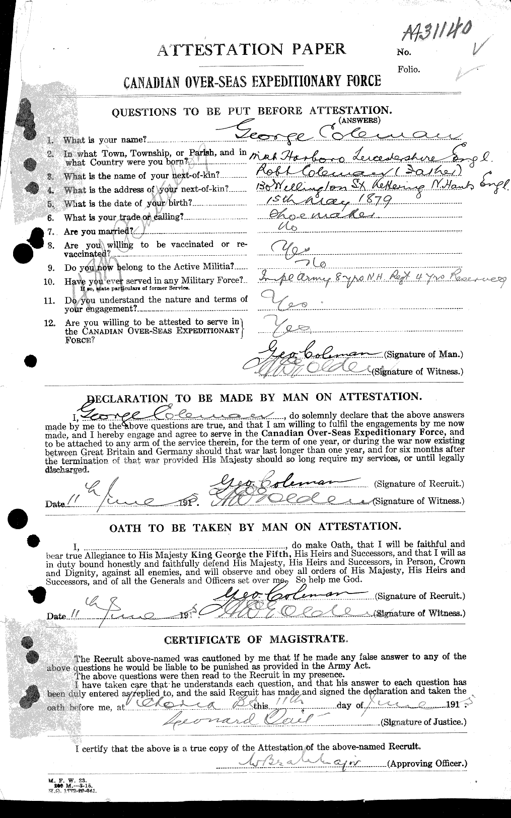 Personnel Records of the First World War - CEF 028147a