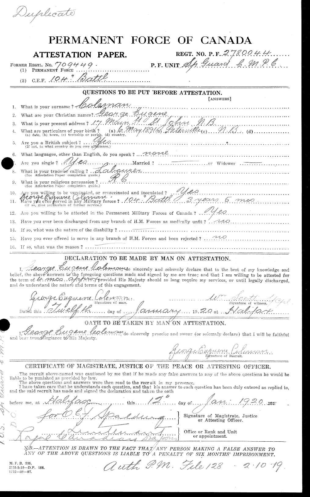 Personnel Records of the First World War - CEF 028153c