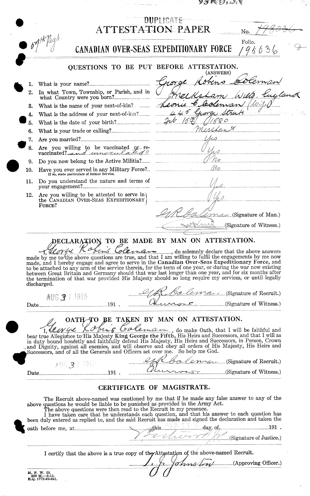 Personnel Records of the First World War - CEF 028159a