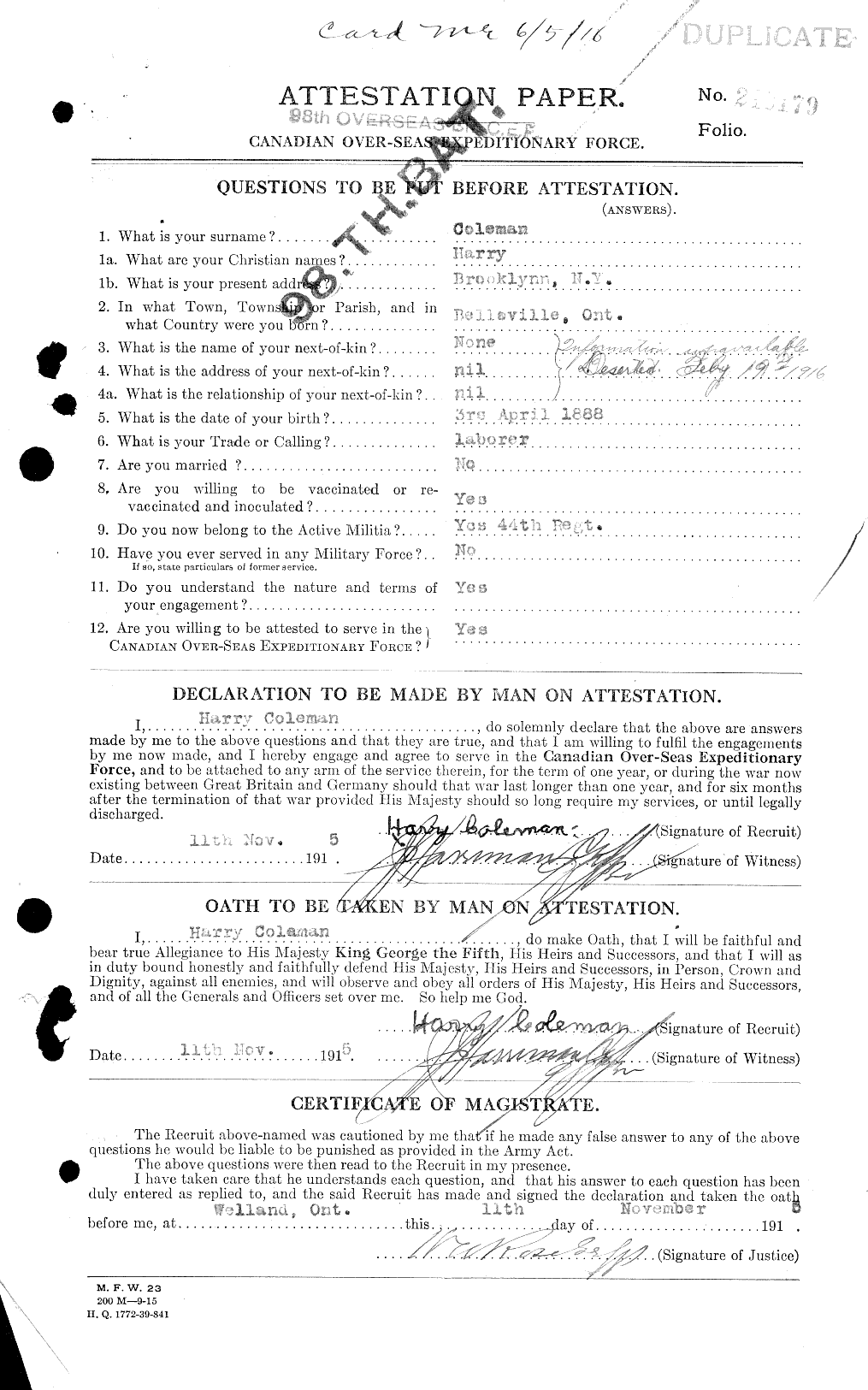 Personnel Records of the First World War - CEF 028163a