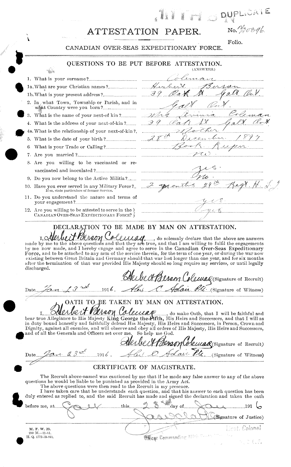 Personnel Records of the First World War - CEF 028173a