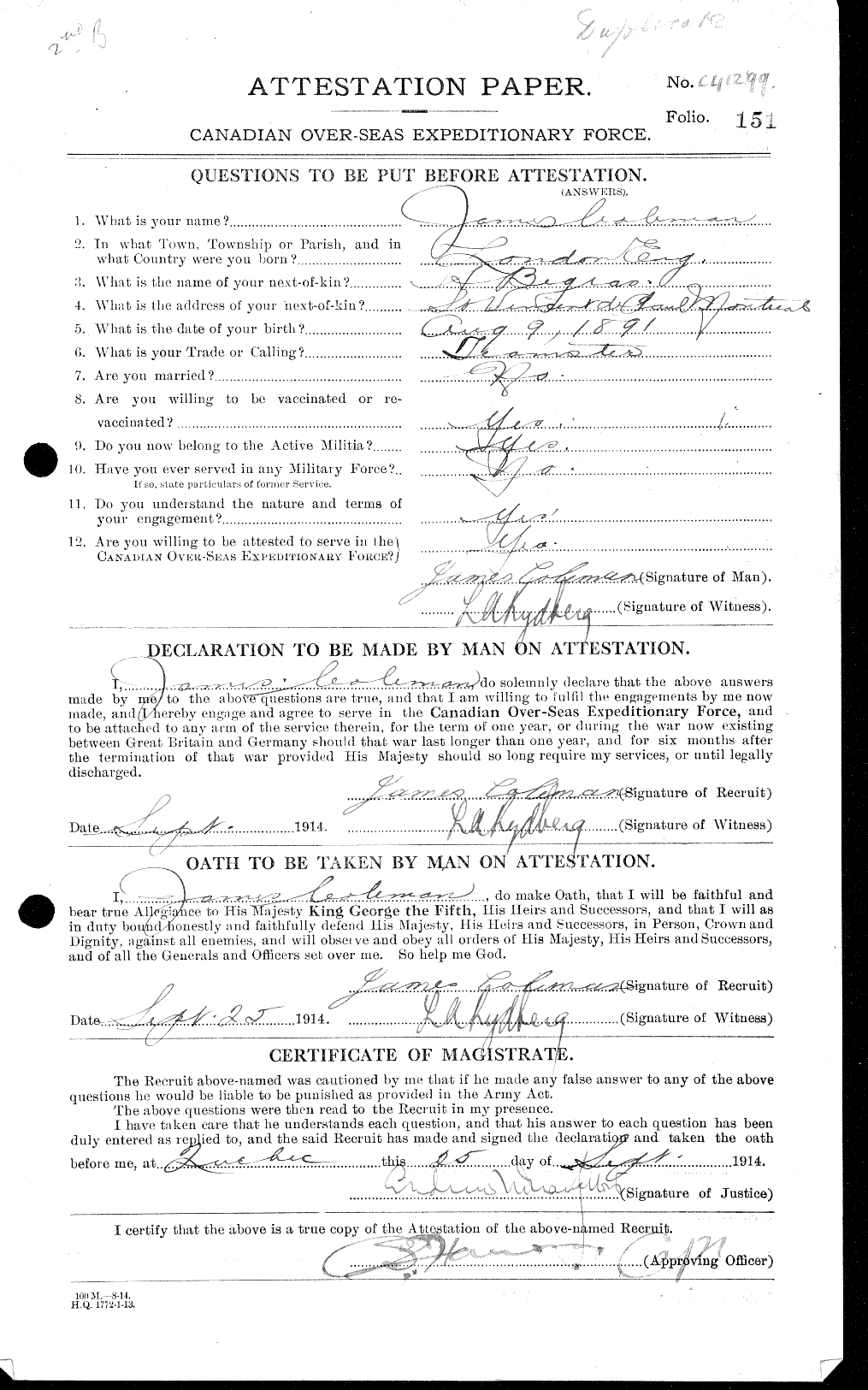 Personnel Records of the First World War - CEF 028185a