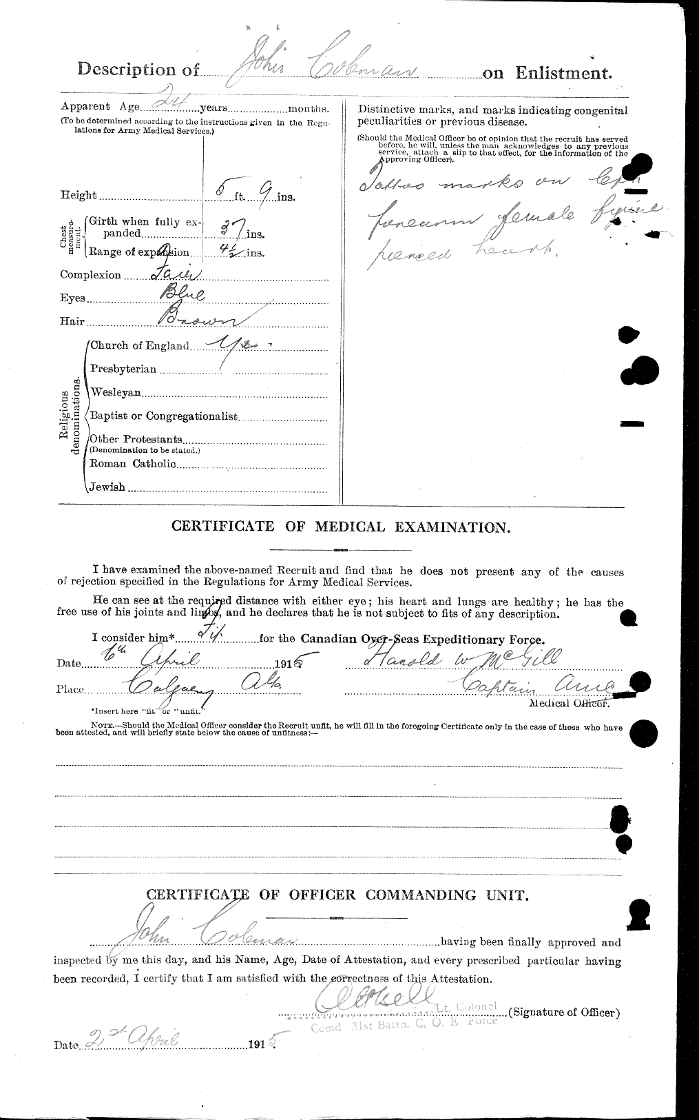 Dossiers du Personnel de la Première Guerre mondiale - CEC 028197b