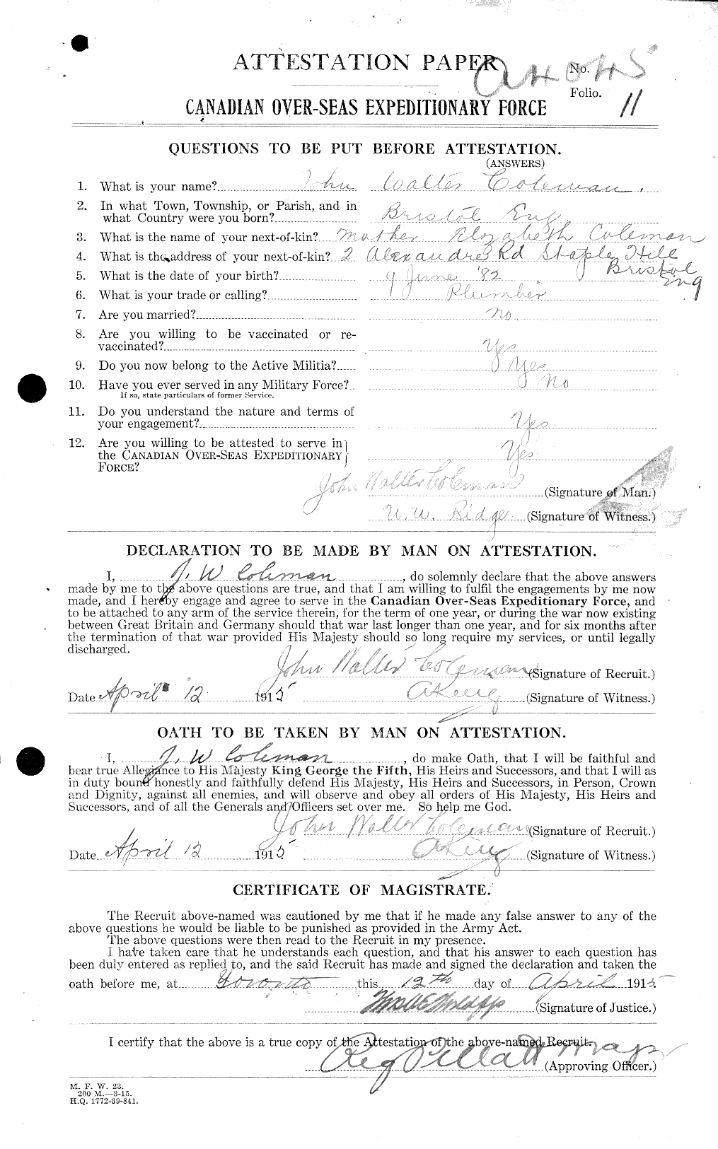 Personnel Records of the First World War - CEF 028222a