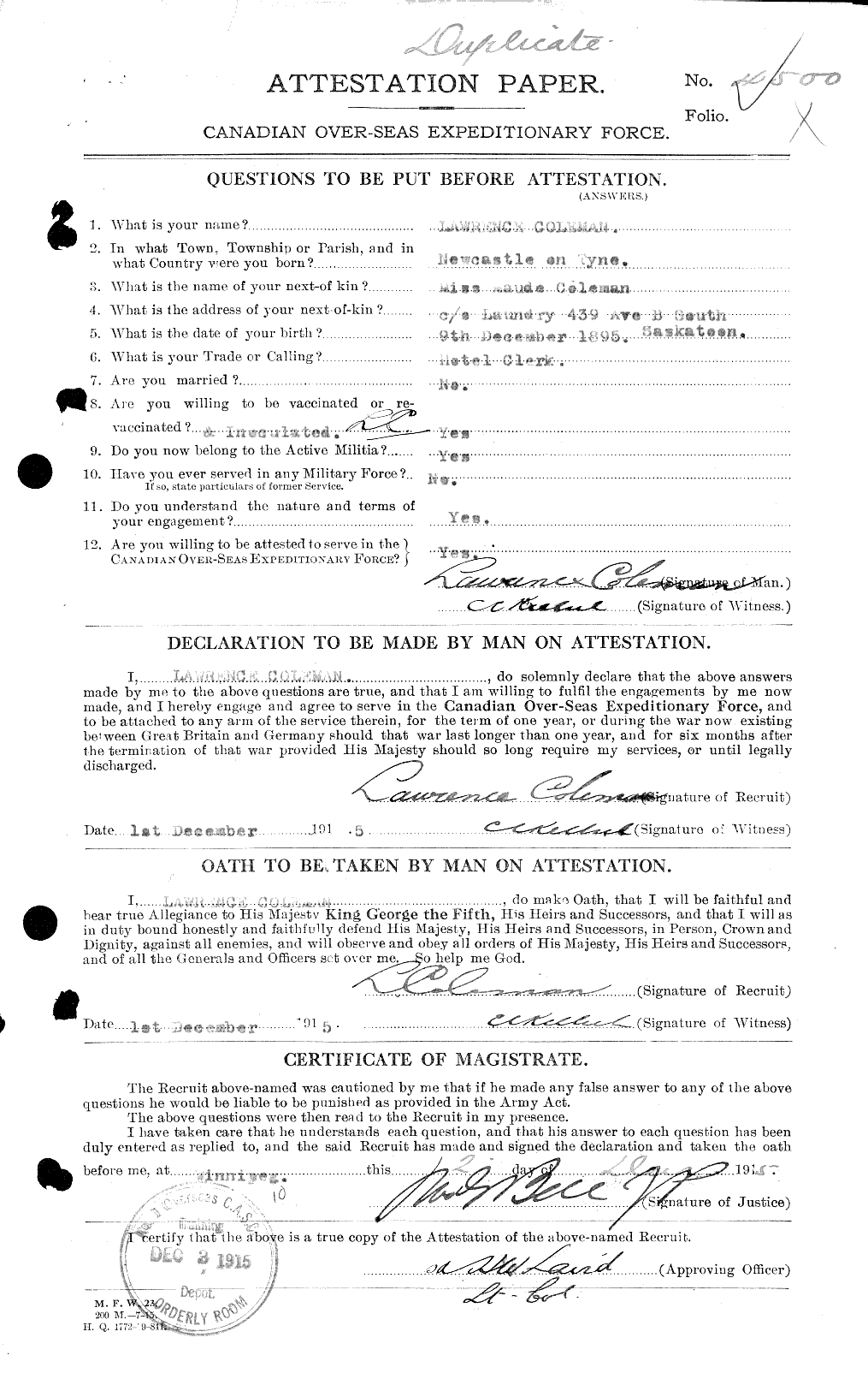 Personnel Records of the First World War - CEF 028227a