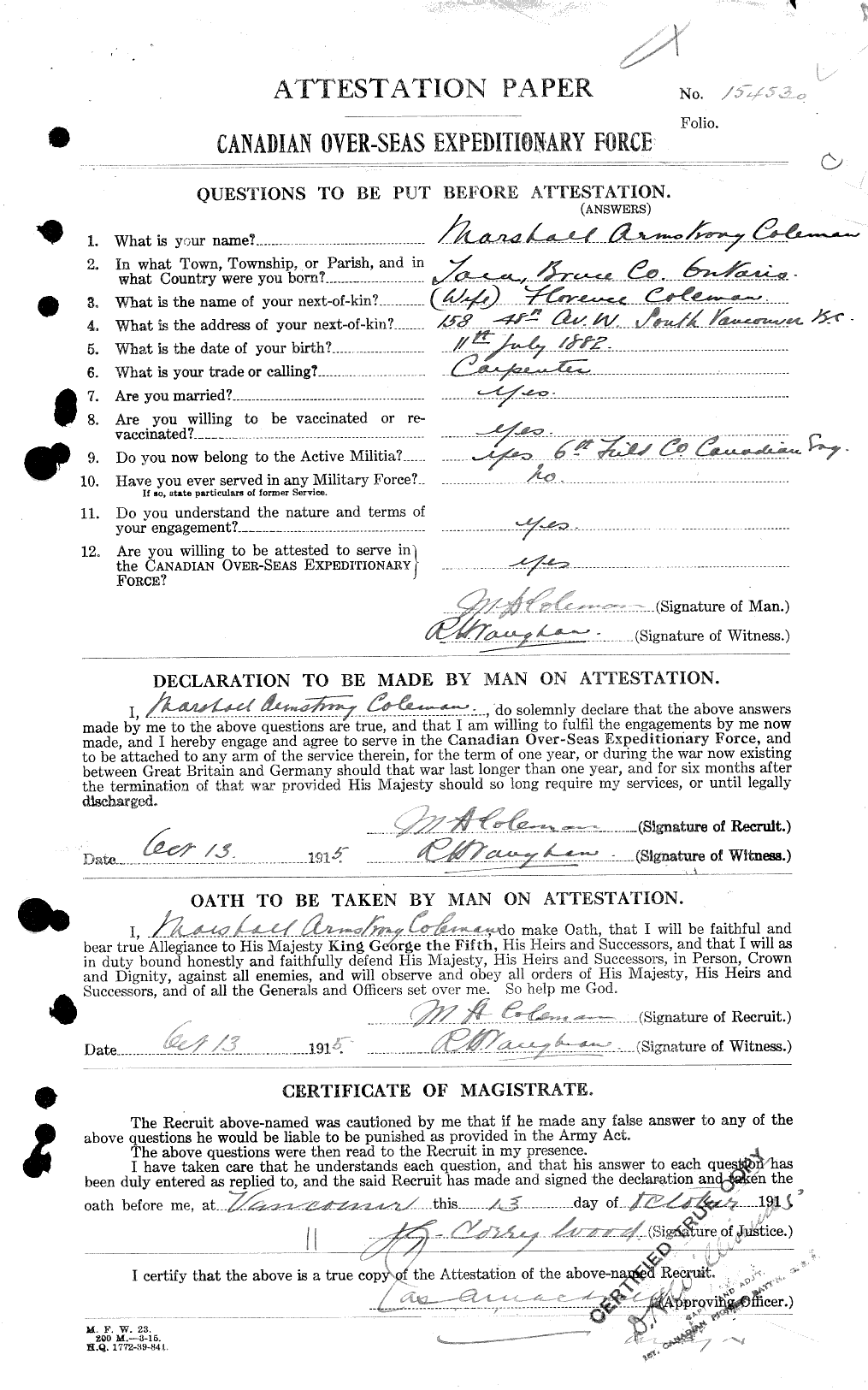 Personnel Records of the First World War - CEF 028237a