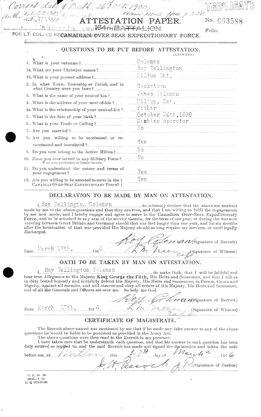 Personnel Records of the First World War - CEF 028264a