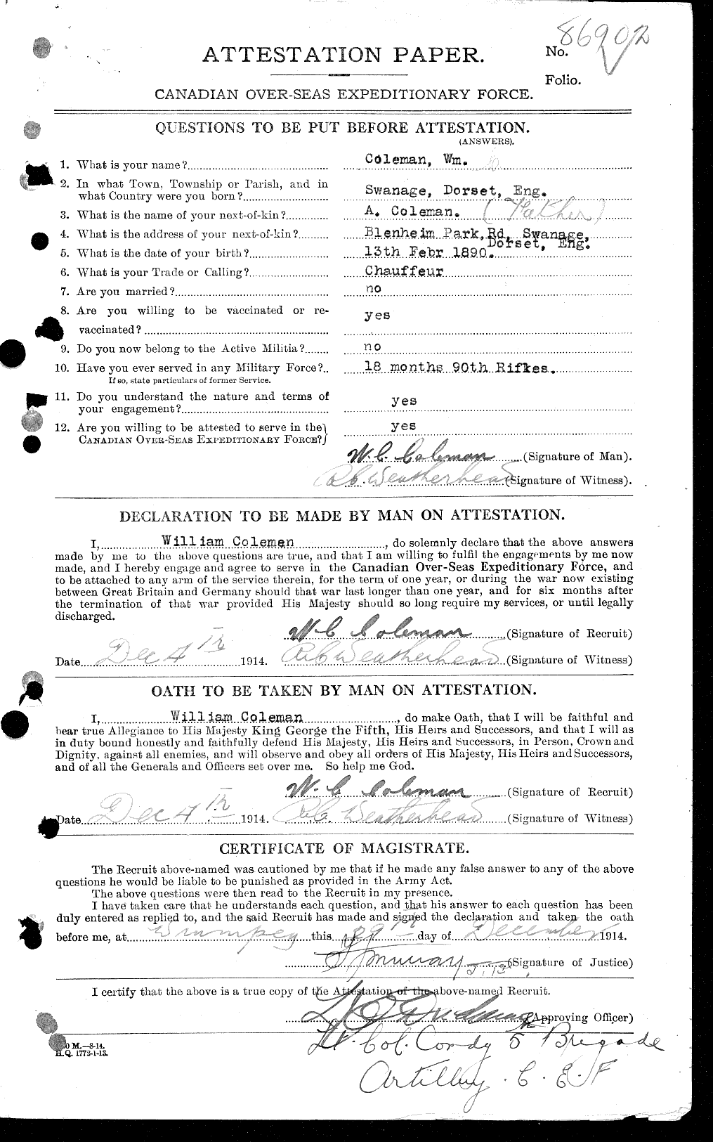 Personnel Records of the First World War - CEF 028294a