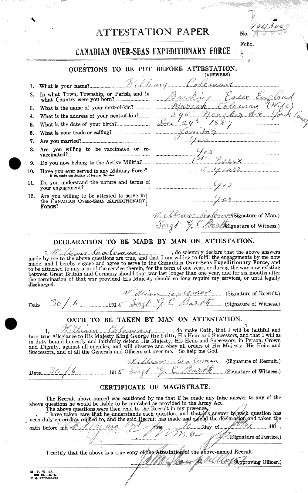 Personnel Records of the First World War - CEF 028295a