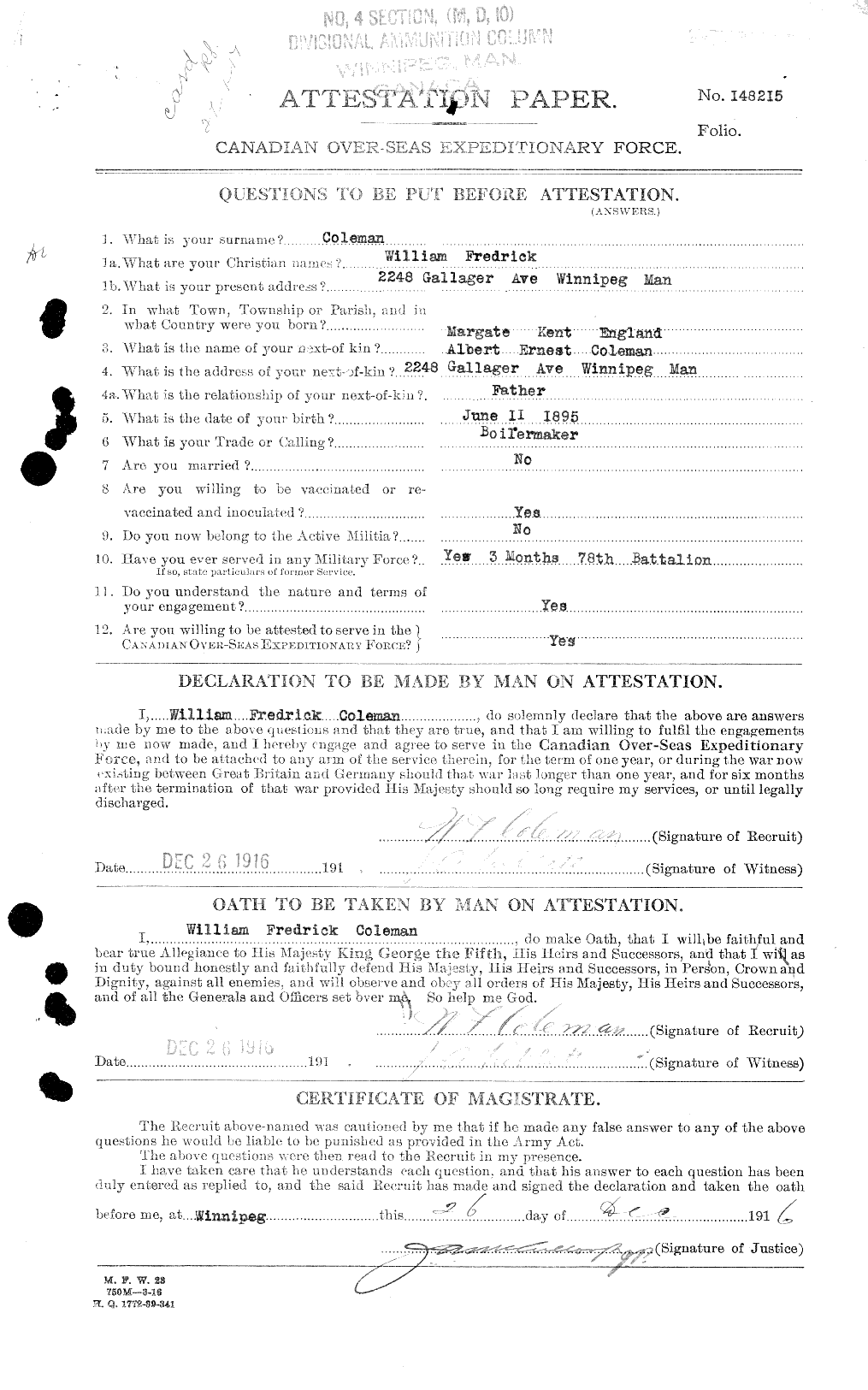 Personnel Records of the First World War - CEF 028310c