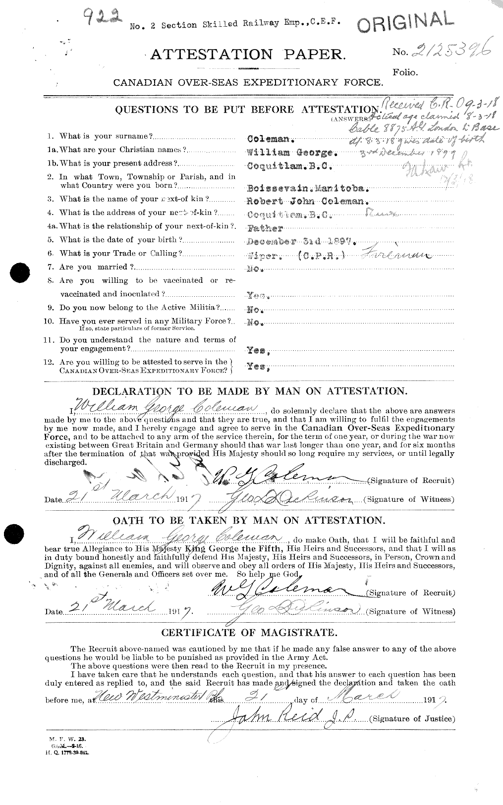 Personnel Records of the First World War - CEF 028312a