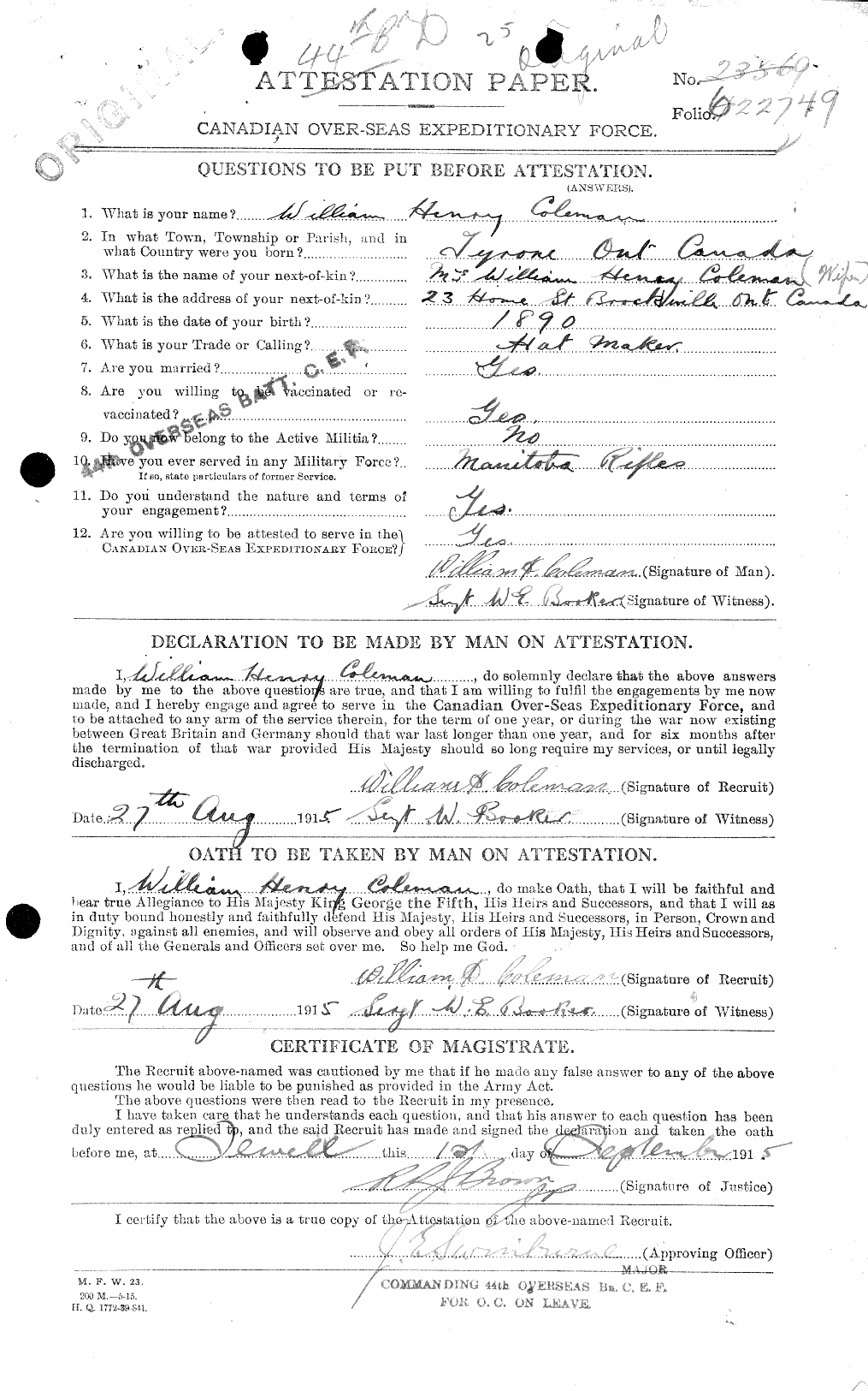 Personnel Records of the First World War - CEF 028315c