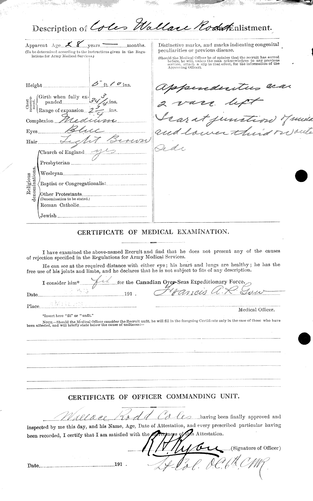 Dossiers du Personnel de la Première Guerre mondiale - CEC 028423b