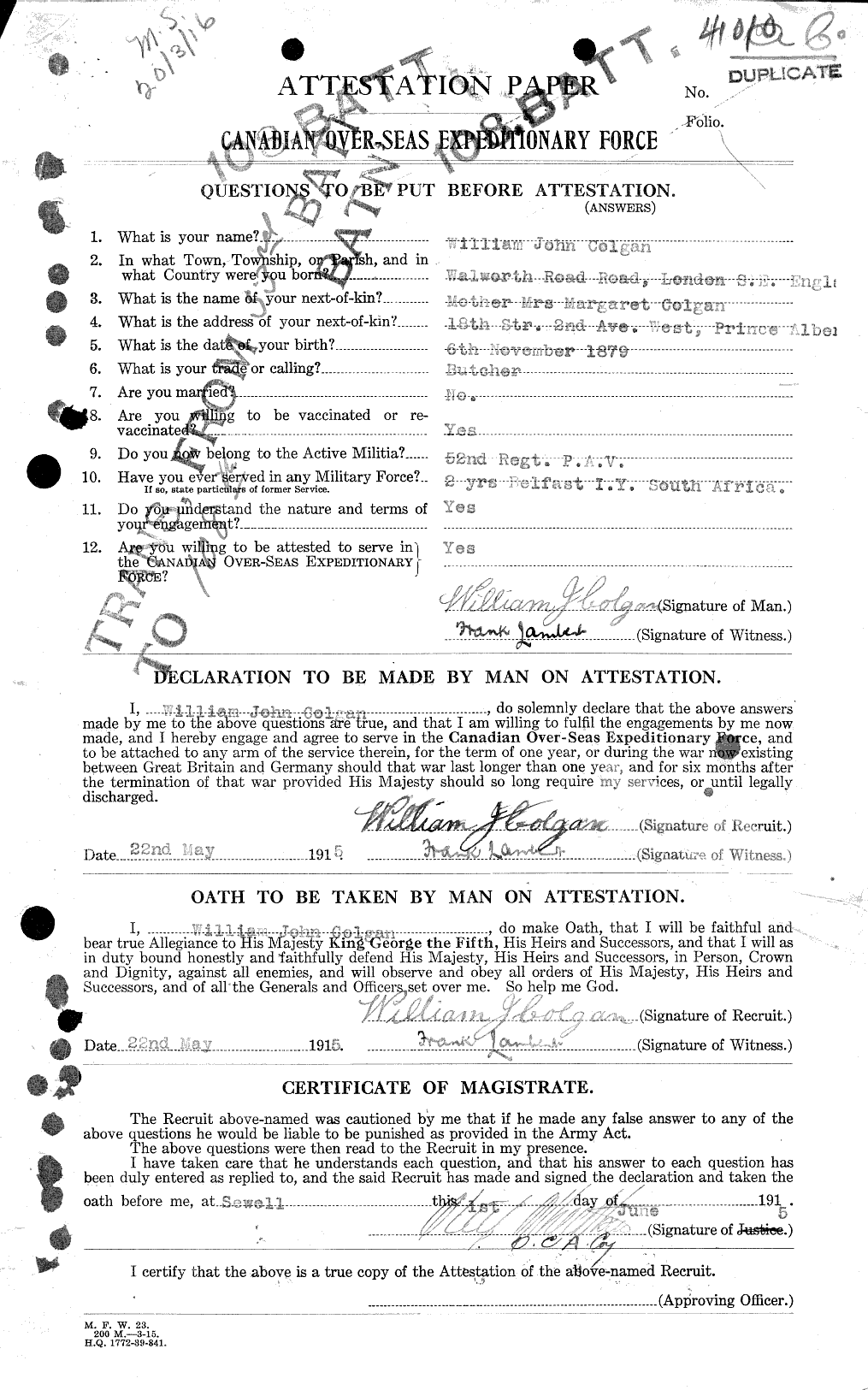 Personnel Records of the First World War - CEF 028485a