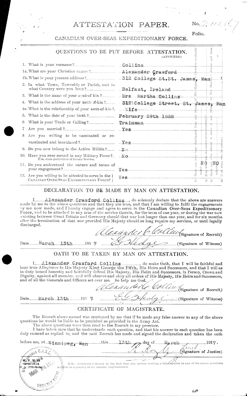 Personnel Records of the First World War - CEF 028940a